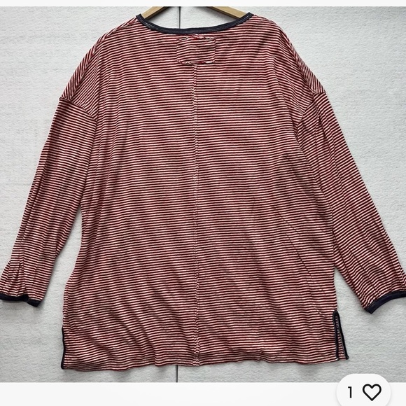 We The Free Womens Red White Striped Size Large Long Sleeve Linen blend - Picture 10 of 10